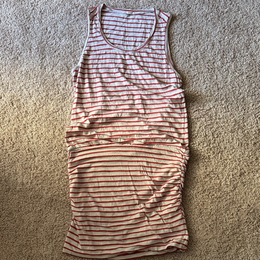 Monrow Red and White Striped Top